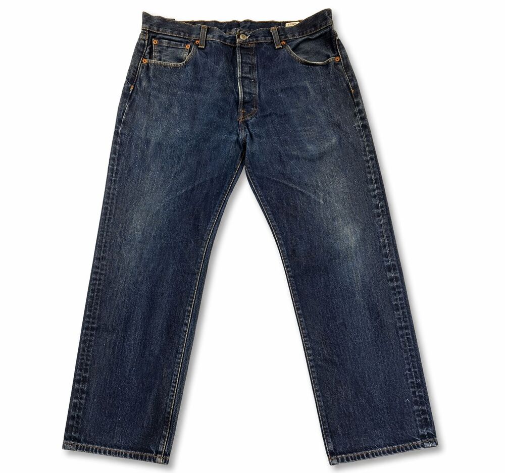 Levis 501 Mens Jeans 36x30 Dark Wash Button Fly Straight Leg Denim Cotton